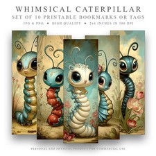 Whimsical Raupe Lesezeichen - 10er Set druckb...