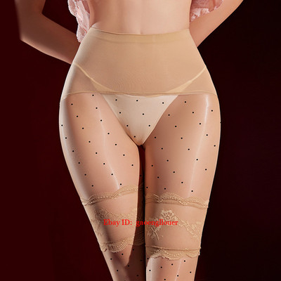 Polka Dot Lace Stockings Open-Top Two-Color Romantic Stockings Black Stockings