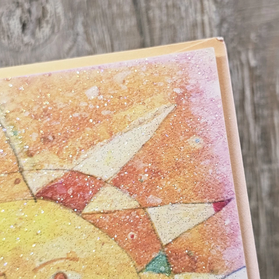 Leanin Tree Get Well Soon Greeting Card Sunny Wishes Bright Yellow Green Glitter - Image 3 of 4