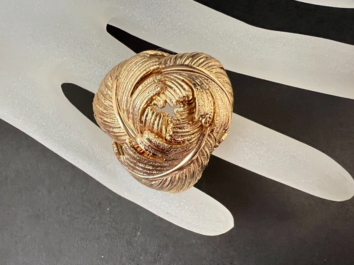 Dior ブローチ VTG Christian Dior 1962 Grosse Signed Textured Twisted Gold