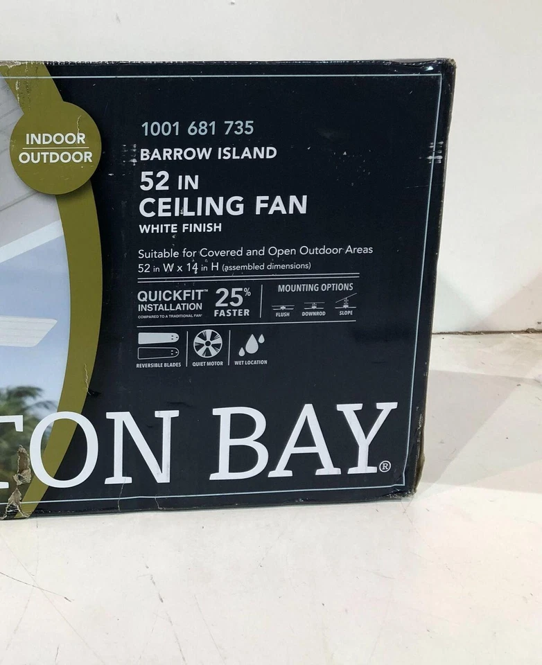 Hampton Bay Barrow Island 52 in. Indoor/Outdoor White Ceiling Fan - Image 3 of 4