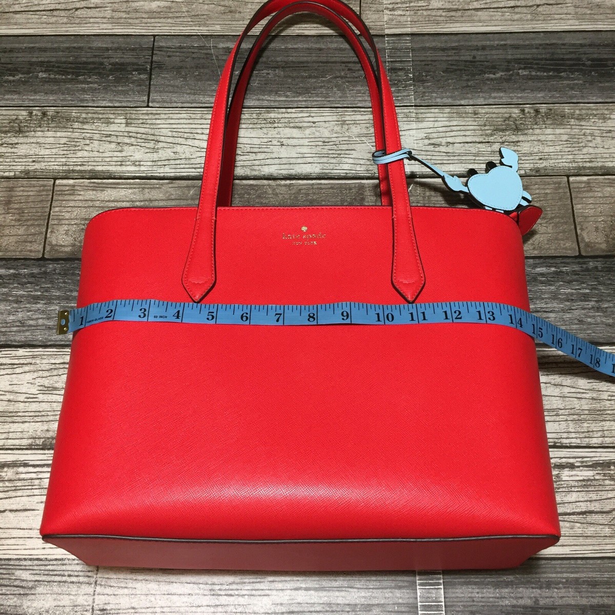 Kate Spade Marlee Tote Bag Purse Red With Light Blue Crab Charm | eBay