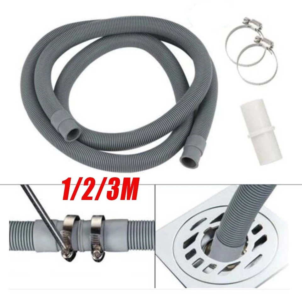 Universal 1/2/3m Washing Machine Dishwasher Drain Waste Hose Extension Pipe Kit - Image 4 of 4