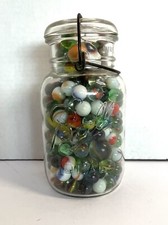 Vintage Ball Mason Jar Filled With Marbles Over 4 Pounds Total
