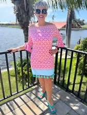 Cabana Life Coral Tides Coverluxe Smocked Dress Size XL UPF 50+