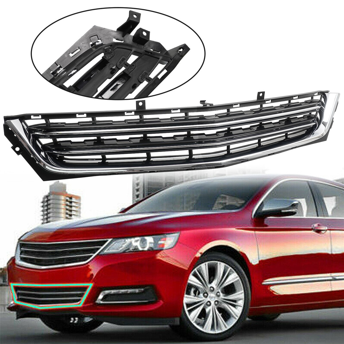 For 2014-2020 Chevrolet Impala Front Upper & Lower Grille Set