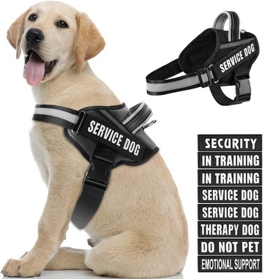 Dog Vest Harness and Patches Set, Animire LARGE (Chest:26.5-36 Inch), Black 
