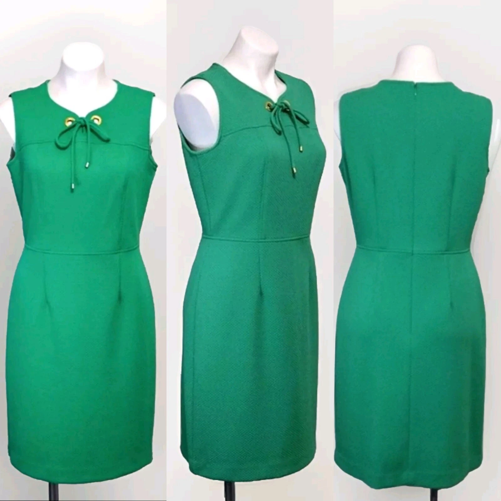 Pappagallo Peyton Kelly Green Textured Sleeveless Sheath Dress Size 6