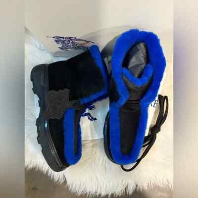 Burberry Men Black Suede Blue Fur Boots Size 43( US 10) | eBay