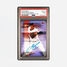 2016 Topps Finest Francisco Lindor /30 Purple Refractor Auto PSA 9 MINT