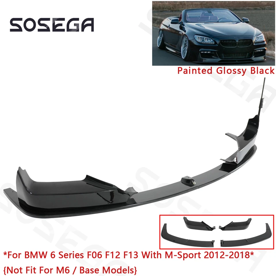 Kit de labios de parachoques delantero negro brillante para BMW Serie 6 F06 F12 F13 M Sport 2012-2018 Foto 2 de 4