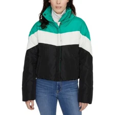 SANCTUARY NEW Women's Colorblocked Ski Club Hidden Hood Puffer Jacket Top TEDO