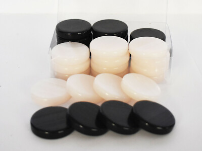 30 Acrylic Backgammon Checkers - Chips Black & White 1.4 inches - High Quality