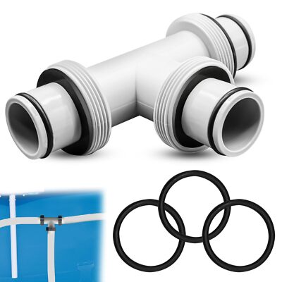 Pool Hose Adapter 1.5'' Coupling Connector T-Joint 3 Rubber Gaskets Above Ground