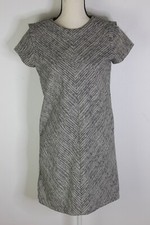 Zara Basic Black White Textured Fabric Mini Cap Sleeve Sheath Dress Size S