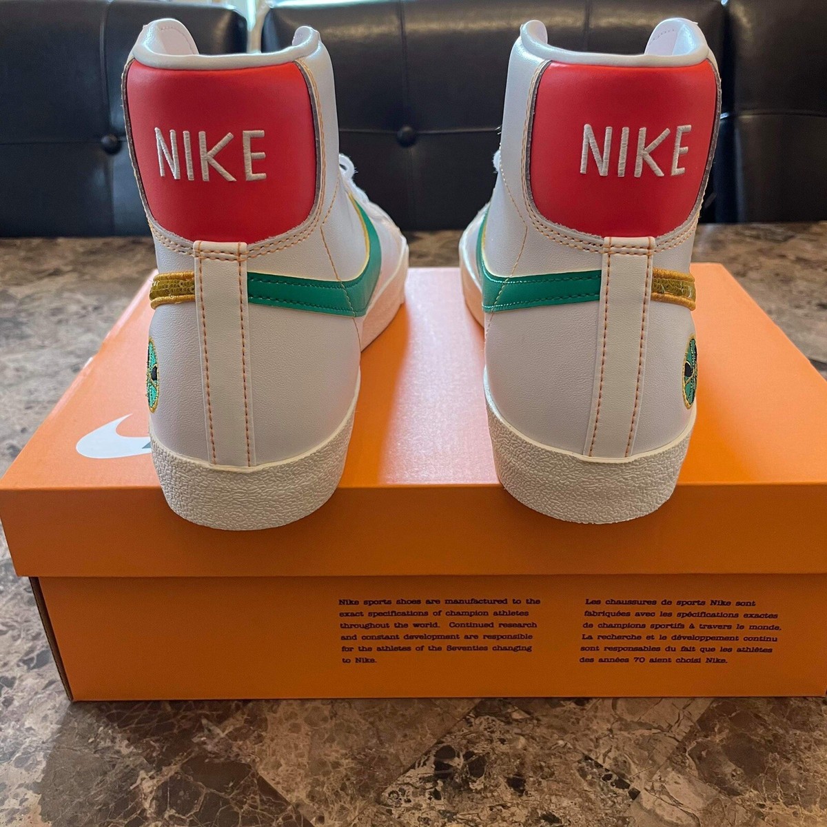Nike Blazer Mid 77 Rayguns White Gold Green (Men display picture 2