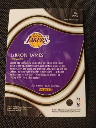 2020 LEBRON JAMES PANINI SELECT COURTSIDE CARD #223 LA LAKERS CAVALIERS HEAT - Bild 2 von 2