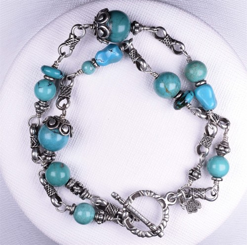 Peyote Bird Designs Double Row Sterling Bracelet 7.5"