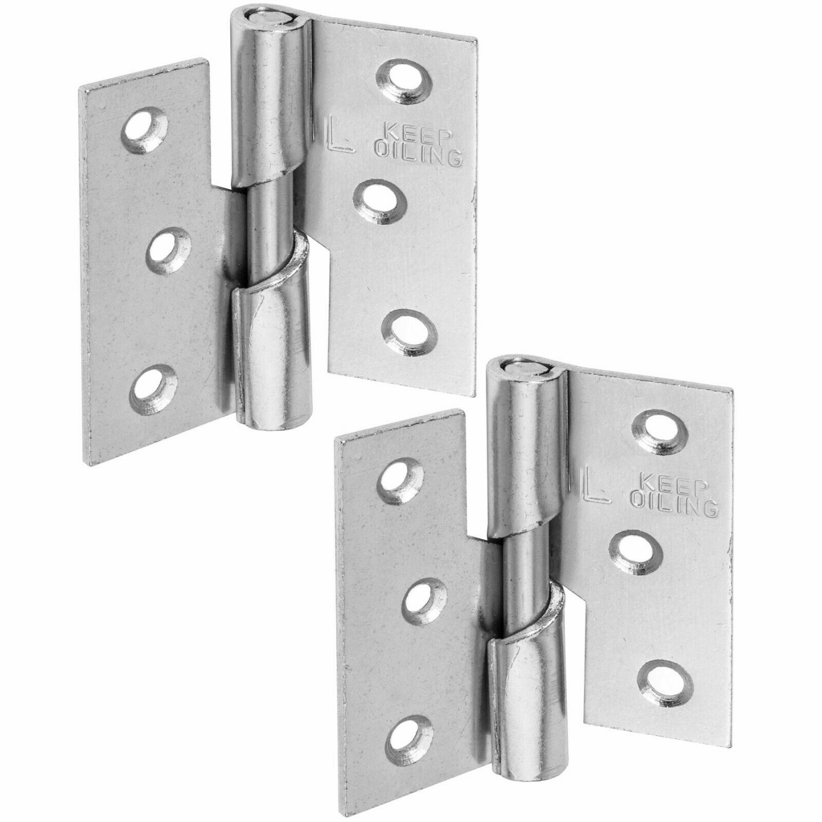2x LEFT HAND HEAVY DUTY RISING HINGES 75mm/3" Silver Strong Door Frame