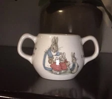 wegwood of etruria & bariaston beatrix potter peter rabbit double handled cup