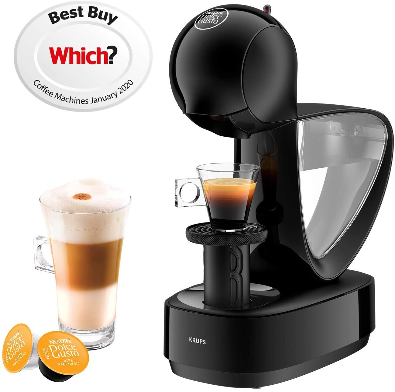 Krups KP170840 Dolce Gusto Pod Coffee Machine Nescafé Infinissima Black