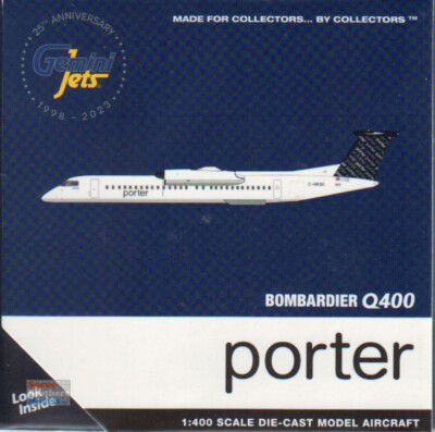 GEMGJ2269 1:400 Gemini Jets Porter Airlines Dash 8 Q400 Reg #C-GKQC