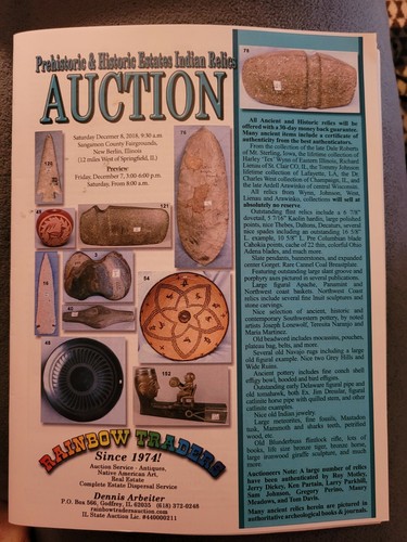 RAINBOW TRADERS PREHISTORIC & HISTORIC ESTATES INDIAN RELIC AUCTION CATALOG