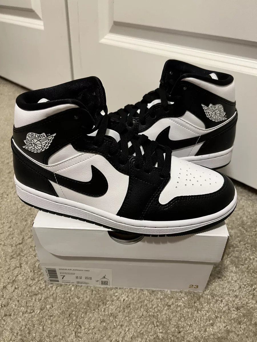🔥 NIKE AIR JORDAN 1 MID PANDA WOMEN 2023 SIZE 7 WOMEN DV0991-101 AUTHENTIC NEW