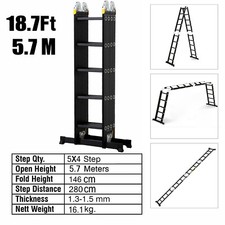 3.5M/4.7M/5.7M Aluminium Extendable Ladder with Platform Folding Multi-Purpose