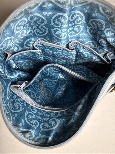 Stone Mountain Slightly Slouchy Light Blue-grey Leather Shoulder Handbag - Picture 7 of 14