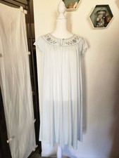 60's Gilead US Vintage Babydoll Nightgown Pastel Blue Nylon Lace Midi Size Med