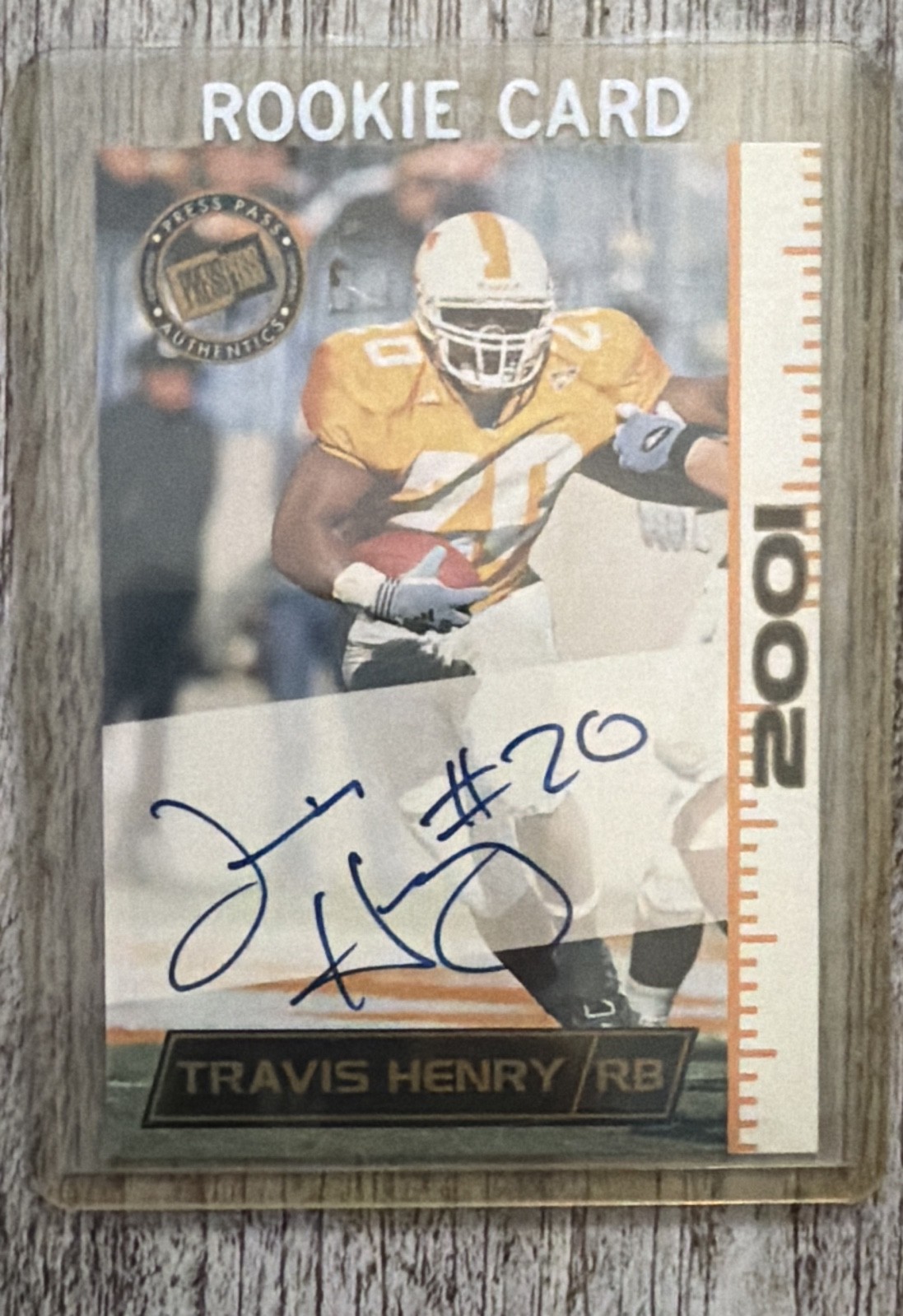 Travis Henry Press Pass Certified Autograph # Base
