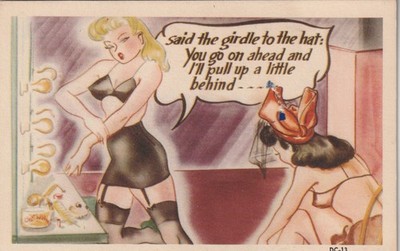 Vintage Postcard Two ladies dressing You go ahead & I'll pull up a little behind