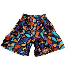 Vintage Gitano Abstract Geometric Art Deco High Waisted Shorts Multi Color Large