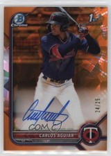 2022 Bowman Sapphire Edition Orange 24/25 Carlos Aguiar #BSPA-CA Auto 3a1