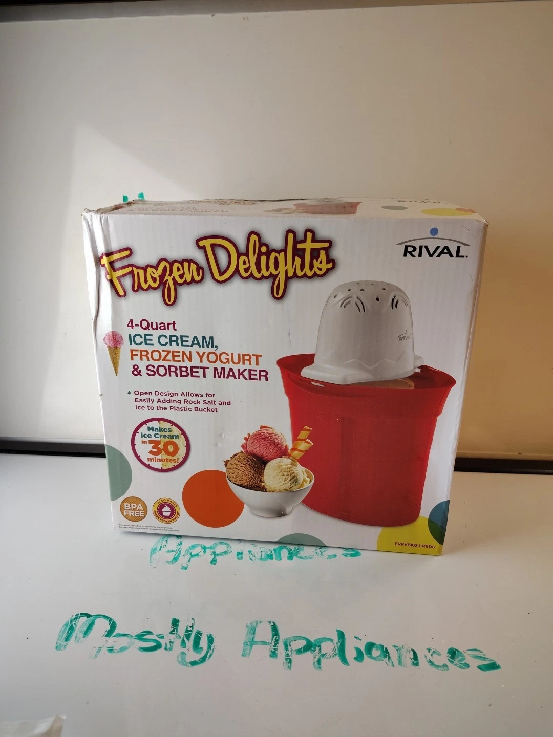 RIVAL Frozen Delight 4-Quart Ice Cream Yogurt Sorbet Maker New in BoxNOS 2017
