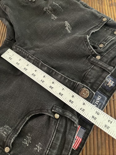 Damati Mens Black Denim Moto Style Distressed Stretch Skinny Jeans W30 - Picture 10 of 12
