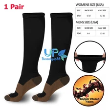 1Pair Copper Compression Socks 20-30mmHg Graduated Support Mens Womens Size S/M