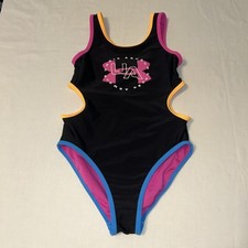 Under Armour Girls UPF 50 One Piece Black W/Neon Side cut outs Sz 10-NWOTS