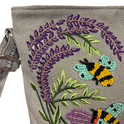 America & Beyond Beaded Embroidered Canvas Crossbody Shoulder Bag Purse Beaded - Picture 3 of 16