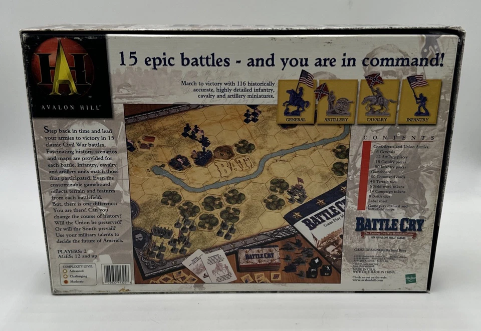 Battle Cry Civil War Battlefield Board Game Avalon Hill 1999 UNPUNCHED Complete - Image 2 of 4