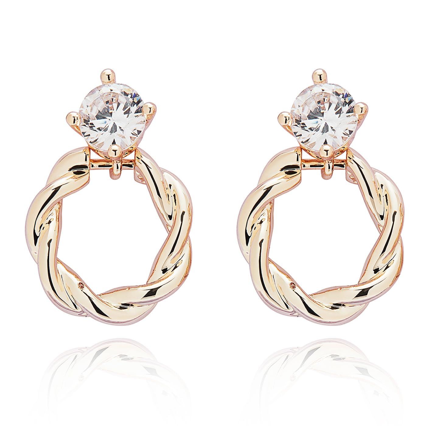 Equilibrium Twisted Circle Rose Gold Plated Earrings