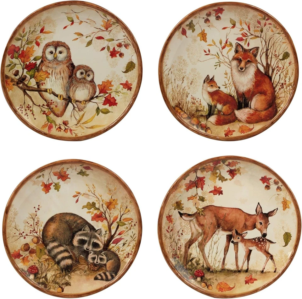 Rustic Pine Forest 16-Piece Dinnerware Set for 4 – Hand-Painted Ceramic Charm - Image 4 of 4