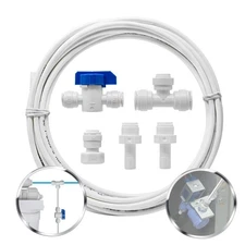1/4" & 3/8" Ice Maker Installation Kit For RO Systems 25' Ft Tube, Inline Valve