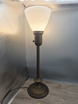 Vintage Art Deco Style 1940s Table Lamp Barrister Milk Glass Shade 25  