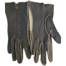 Vintage Brown Leather Gloves Pebble Finish Size M - NEW - Dates To The 1950s