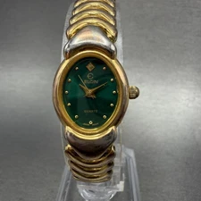 Elgin Watch Women 17mm Green Dial Gold Tone Oval New Battery 5Y30