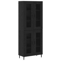 Highboard 2-Teilig Schwarz Eichenoptik Aus Holzwerkstoff Und Glas