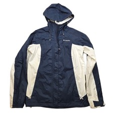 Columbia Omni Tech Jacket Women's Small Navy Blue White Waterproof Wind Rain