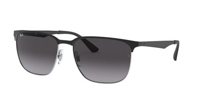 Ray-Ban RB356959-9004 8G Square Sunglasses Black on Silver Frame Gradient Lenses